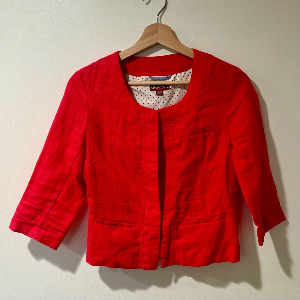 Red Linen Blazer Jacket